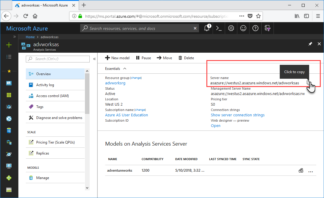 Abrufen des Servernamens in Azure