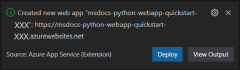 Ein Screenshot des Dialogfelds in VS&nbsp;Code, das zum Bereitstellen einer neuen Web-App verwendet wird.