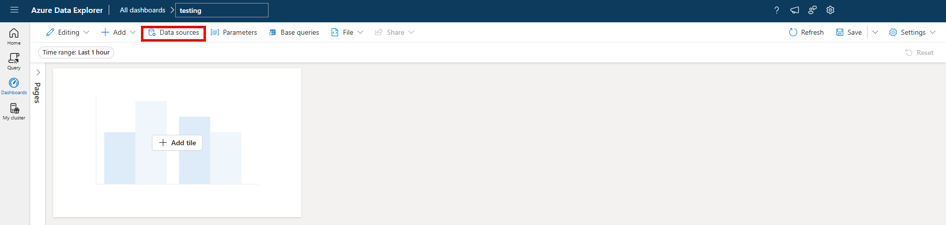 Screenshot des Hinzufügens einer Datenquelle über das Menü „Mehr“.