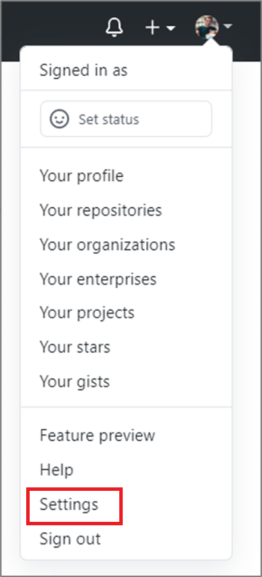 Open GitHub Einstellungen