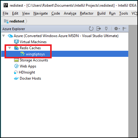Redis-Cache im Azure Explorer