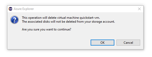 Das Bestätigungsfenster für das Löschen des virtuellen Computers