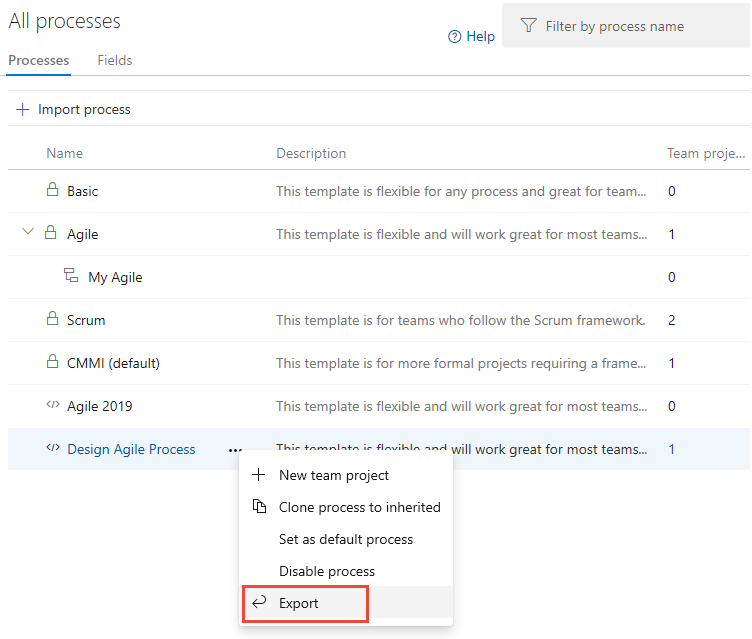 Seite bearbeiten > Menüoption Hosted XML-Prozess exportieren 
