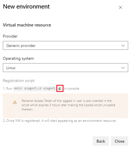 Screenshot, der das Hinzufügen eines virtuellen Linux-Computers zeigt.