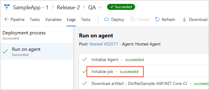 Ein Screenshot, der den Schritt „Auftrag initialisieren“ zeigt.