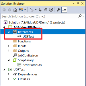 Ansicht der benutzerdefinierten Funktion im Solution Explorer