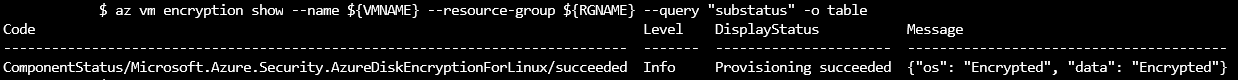Allgemeiner Verschlüsselungsstatus per Azure CLI 