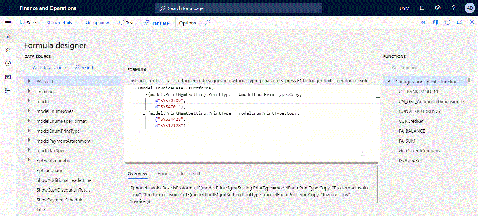EB-Formel-Editor-Gif zeigt, dass der Editor automatisch Code-Vervollständigung anbietet.