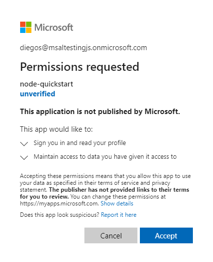 Anzeige des Microsoft Entra-Genehmigungsbildschirms