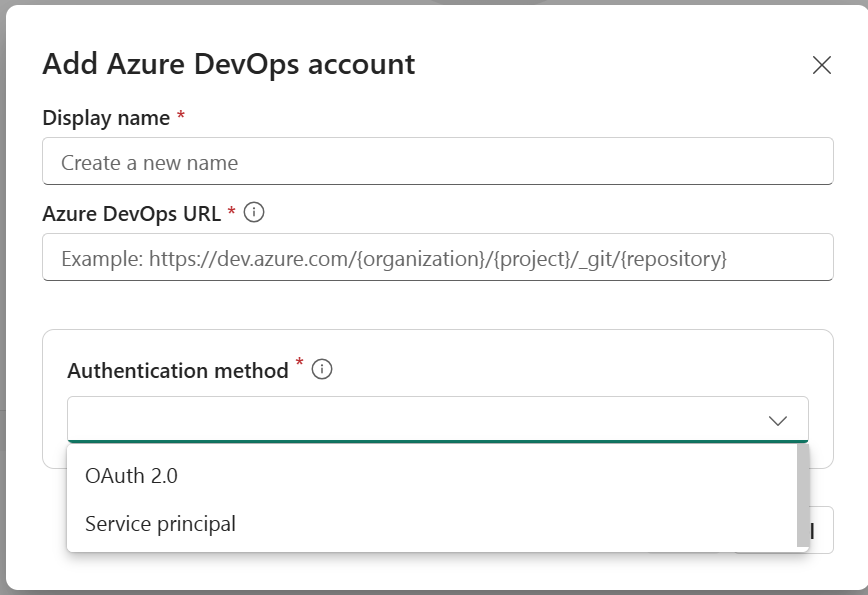 Screenshot GitHub Integrations-UI zum Hinzufügen eines Kontos.