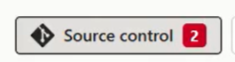 Screenshot: Symbol für die Quellcodeverwaltung mit der Zahl&nbsp;„2“, die darauf hinweist, dass zwei Änderungen committet werden können
