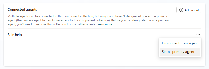 Screenshot der Option zum Festlegen des primären Agents.