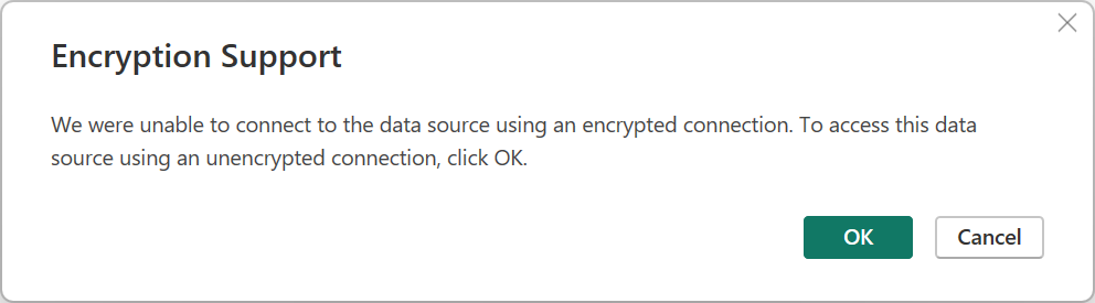 Screenshot des Dialogfelds zur Unterstützung der Azure SQL Datenbankverschlüsselung.