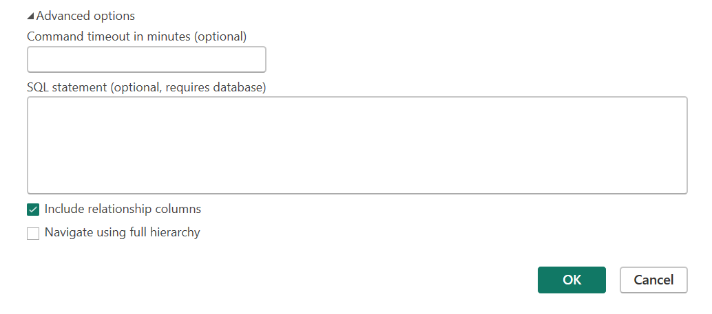 Screenshot der erweiterten Optionen, die im Dialogfeld 