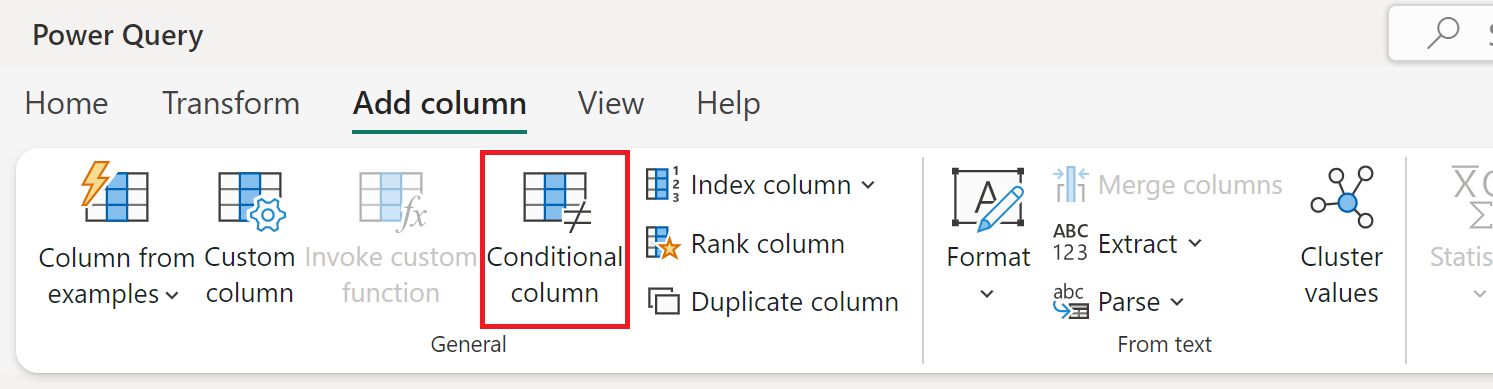 Screenshot des Power Query-Menübands mit geöffneter Registerkarte 