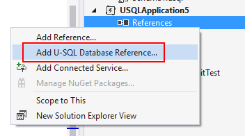 Data Lake Tools für Visual Studio – Datenbankprojektreferenz hinzufügen