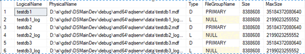Screenshot der SSMS-Ausgabe an den Sicherungssatz von der Abfrage