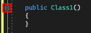 Screenshot: Schaltfläche zum Reduzieren der Gliederung auf der Symbolleiste des Text-Editors in Visual Studio&nbsp;2022