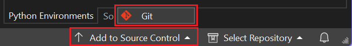 Screenshot, der zeigt, wie Sie auf die Git-Quellcodeverwaltungsaktion von 