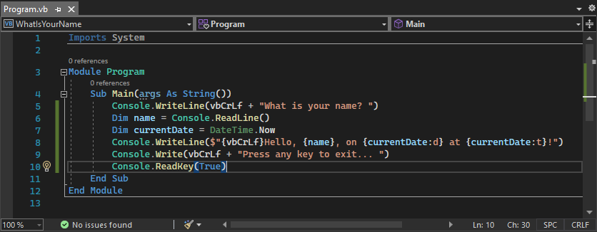 Screenshot mit dem Code für die Datei 