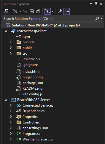 Screenshot: Projektmappen-Explorer.