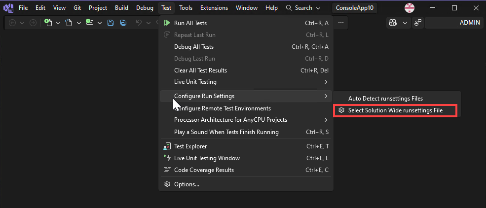 Screenshot des Menüs 