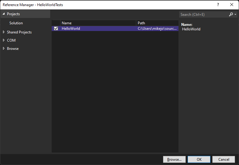 Projektreferenz in Visual Studio hinzufügen