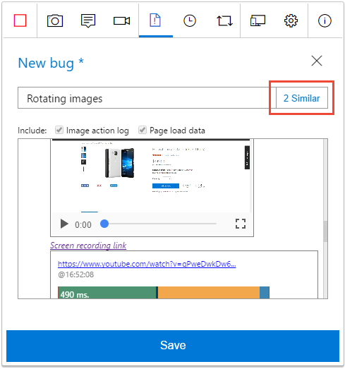Select the link to view similar bugs.