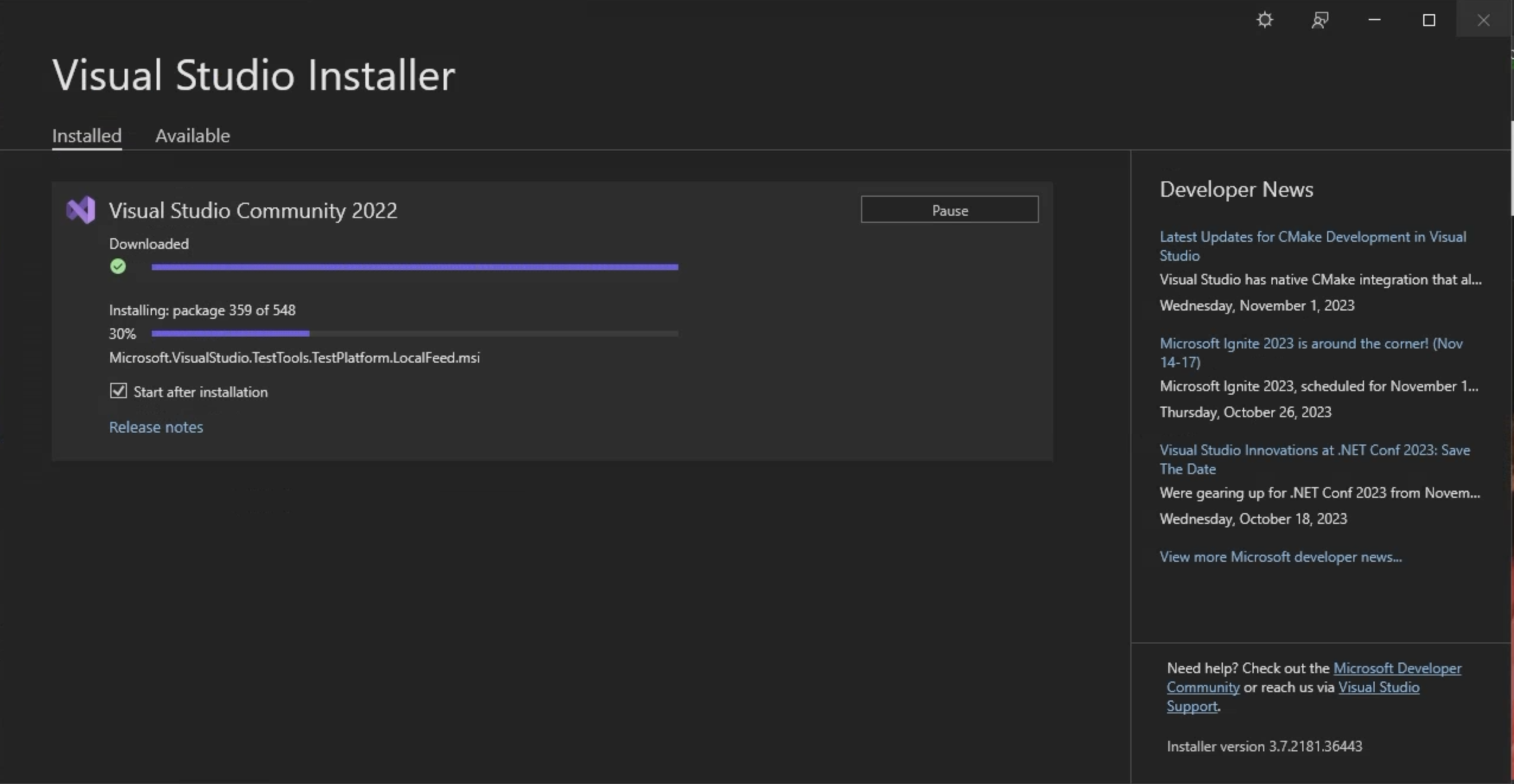 The Running Installer