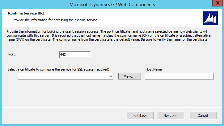 Runtime service URL shows a screen for configuring the runtime service url.
