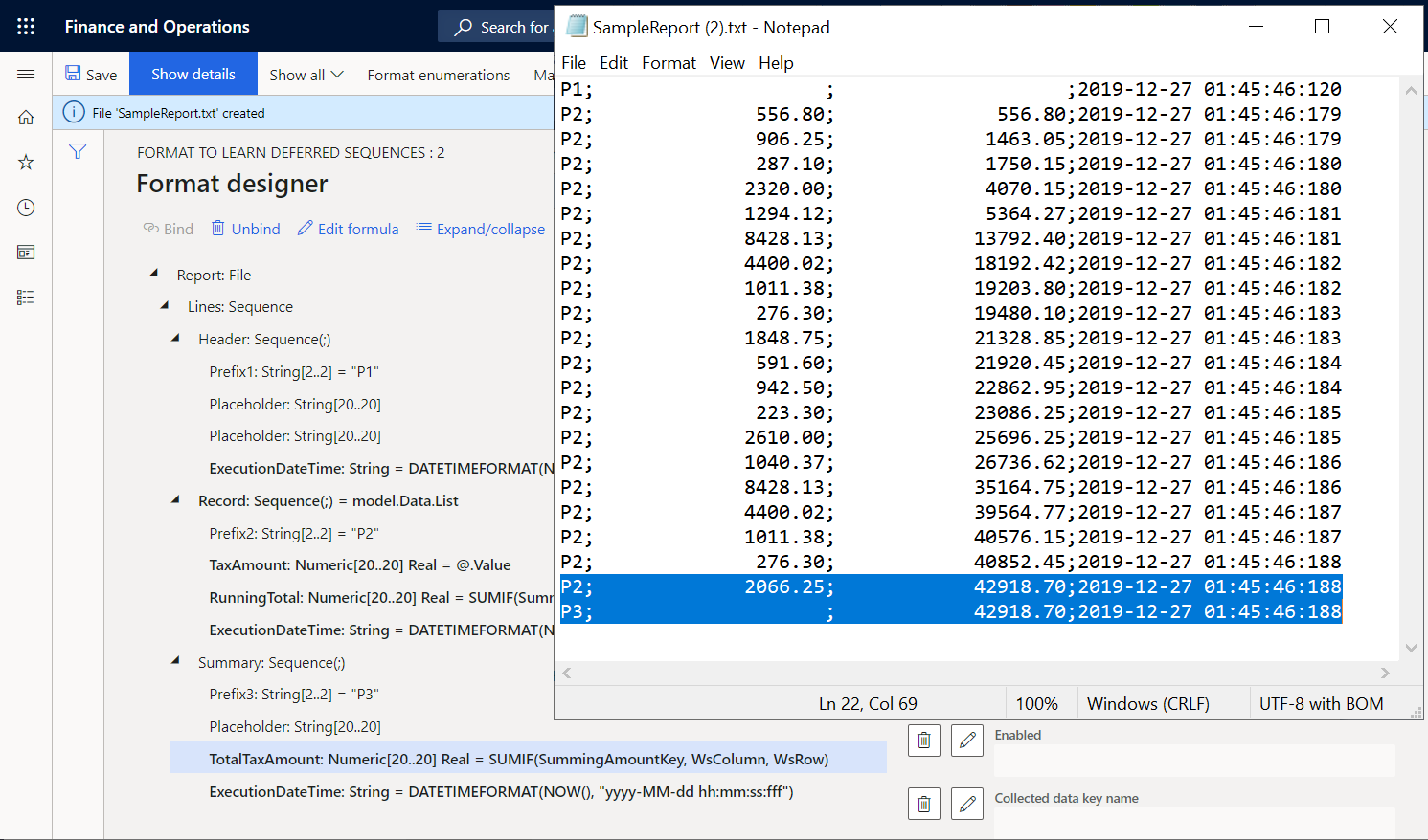 Screenshot of downloaded file with edited formula.