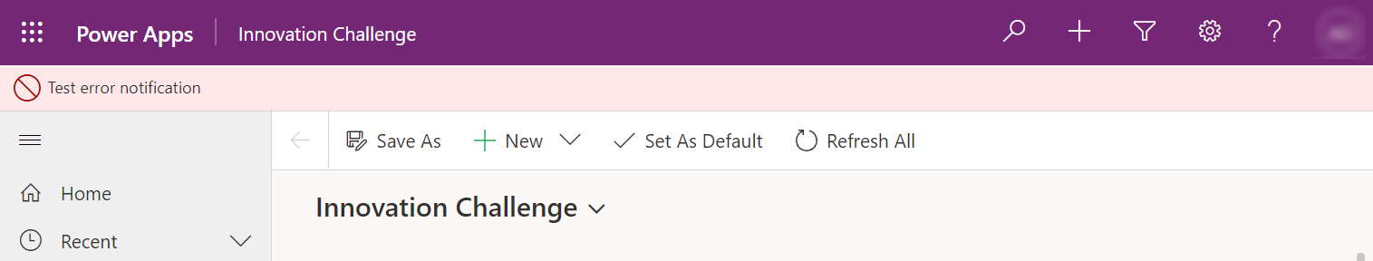 Example error notification Example error notification.