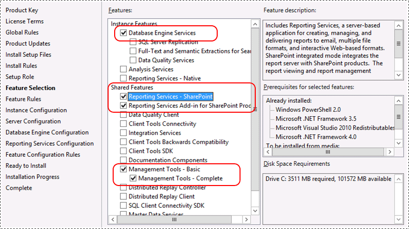 SSRS Feature Selection for SharePoint mode SSRS Feature Selection for SharePoint mode