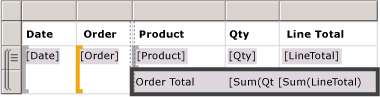 Design view: Basic table with order total Design view: Basic table with order total