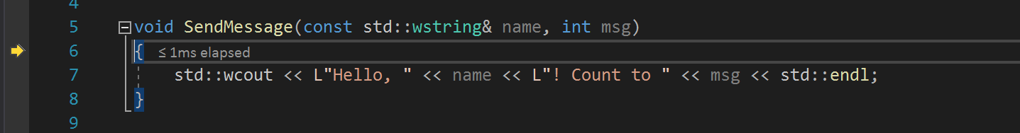 F10 Step Into Use F11 to Step Into code