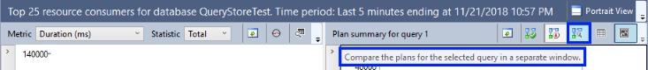 Screenshot of Compare Showplan in Query Store.