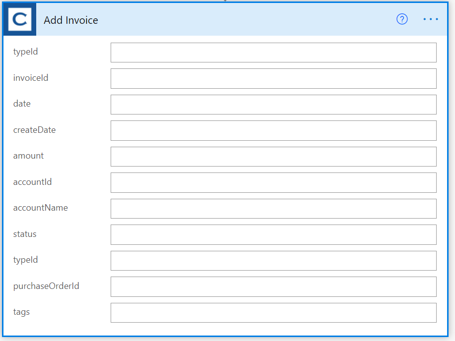 Screenshot showing the action without extensions configured.
