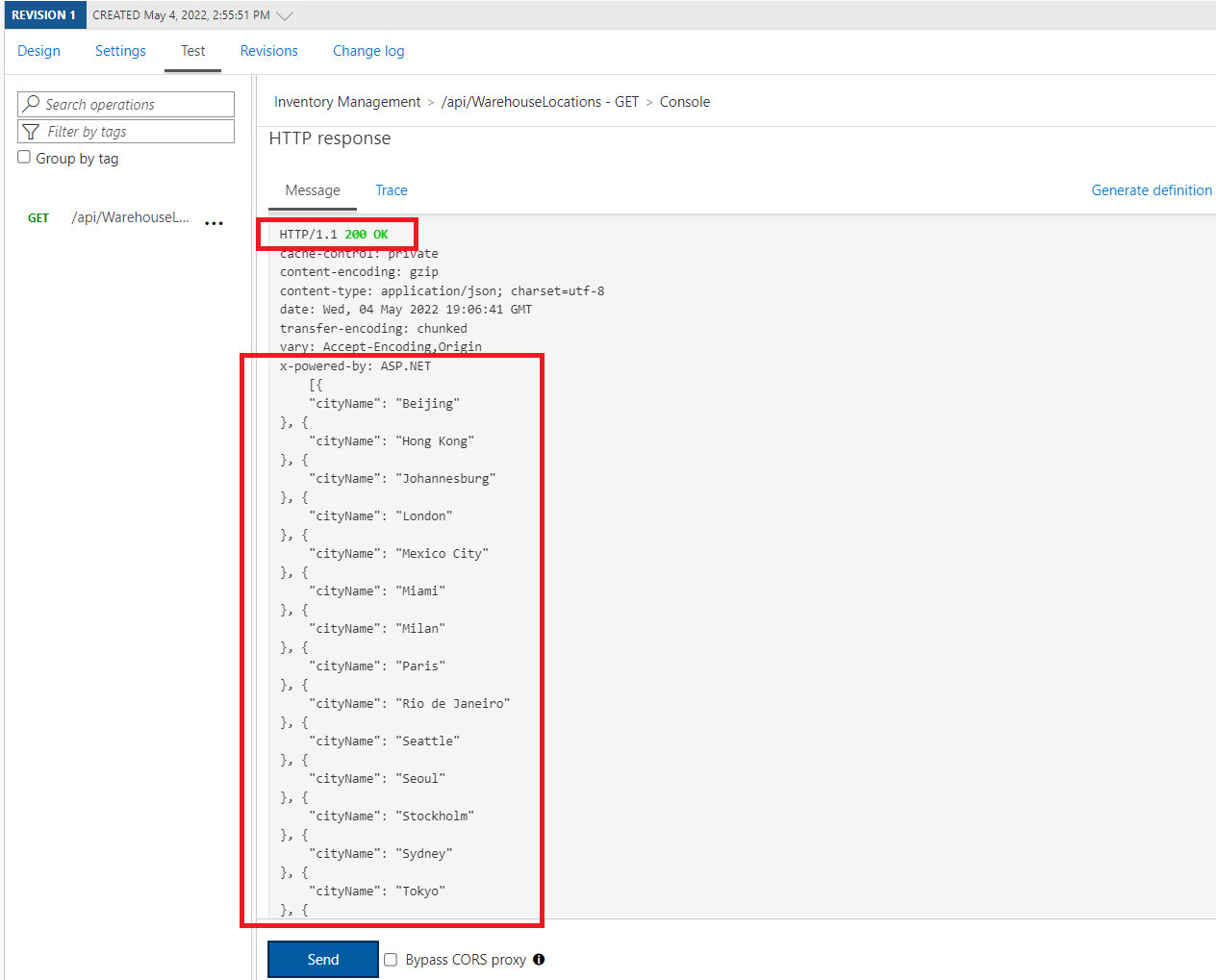 API Management - API Test Result.