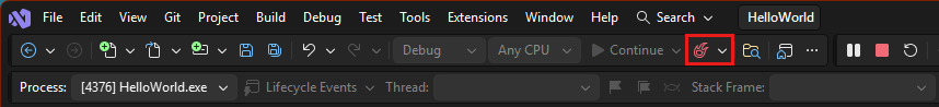 Screenshot of Hot Reload in Visual Studio.