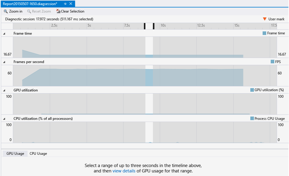 gfx_diag_gpu_usage_select2 Screenshot of the diagnostics session window, with range selected