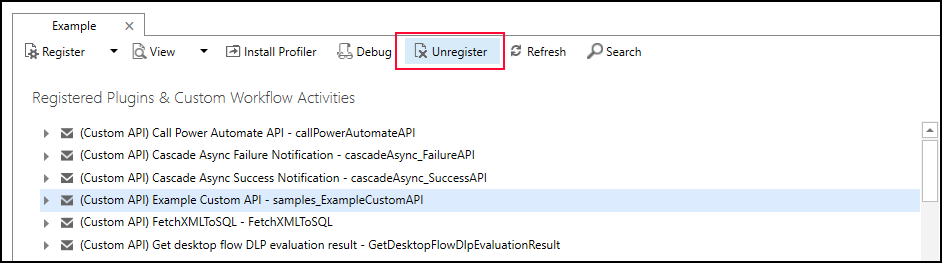 Eliminación de una API personalizada