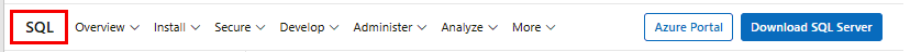 Capture d’écran de l’option de menu Documentation SQL dans l’en-tête.