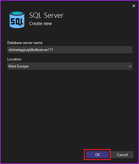 Screenshot che mostra la creazione del server.