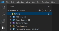 Screenshot che mostra come appare Strumenti di Azure dopo l'accesso.