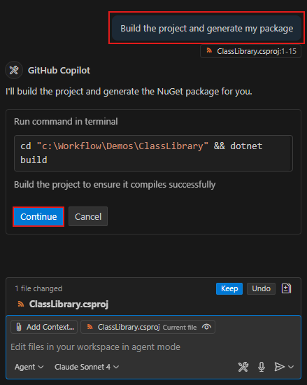 Screenshot che mostra la richiesta di conferma per compilare il progetto.