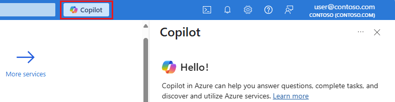 <Screenshot dell'icona Copilot nel portale di Azure.>