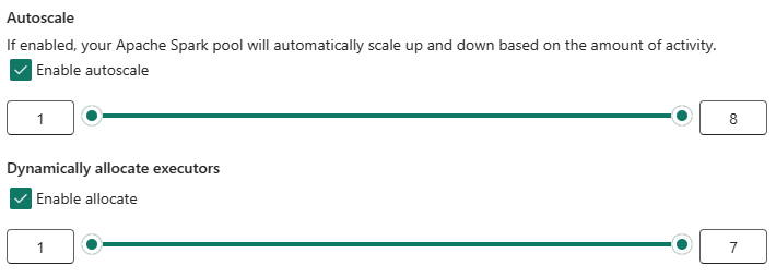 Screenshot che mostra le opzioni di creazione del pool personalizzate per la scalabilità automatica e l'allocazione dinamica.
