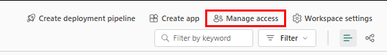 Screenshot del portale Fabric del pulsante di gestione accesso.