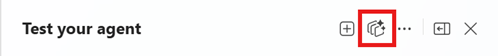 Screenshot che mostra il pulsante Crea nuovo test nella chat di test.