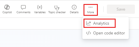 Screenshot che mostra il menu Altro per un argomento, con l'opzione Analisi evidenziata.